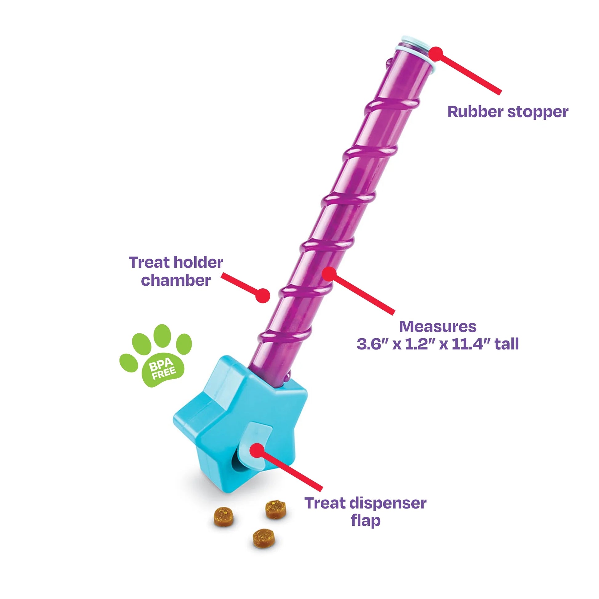 Magic Wand Treat Dispenser: Star - Playful Dog Toy and Puppy Toy, Multi-Color